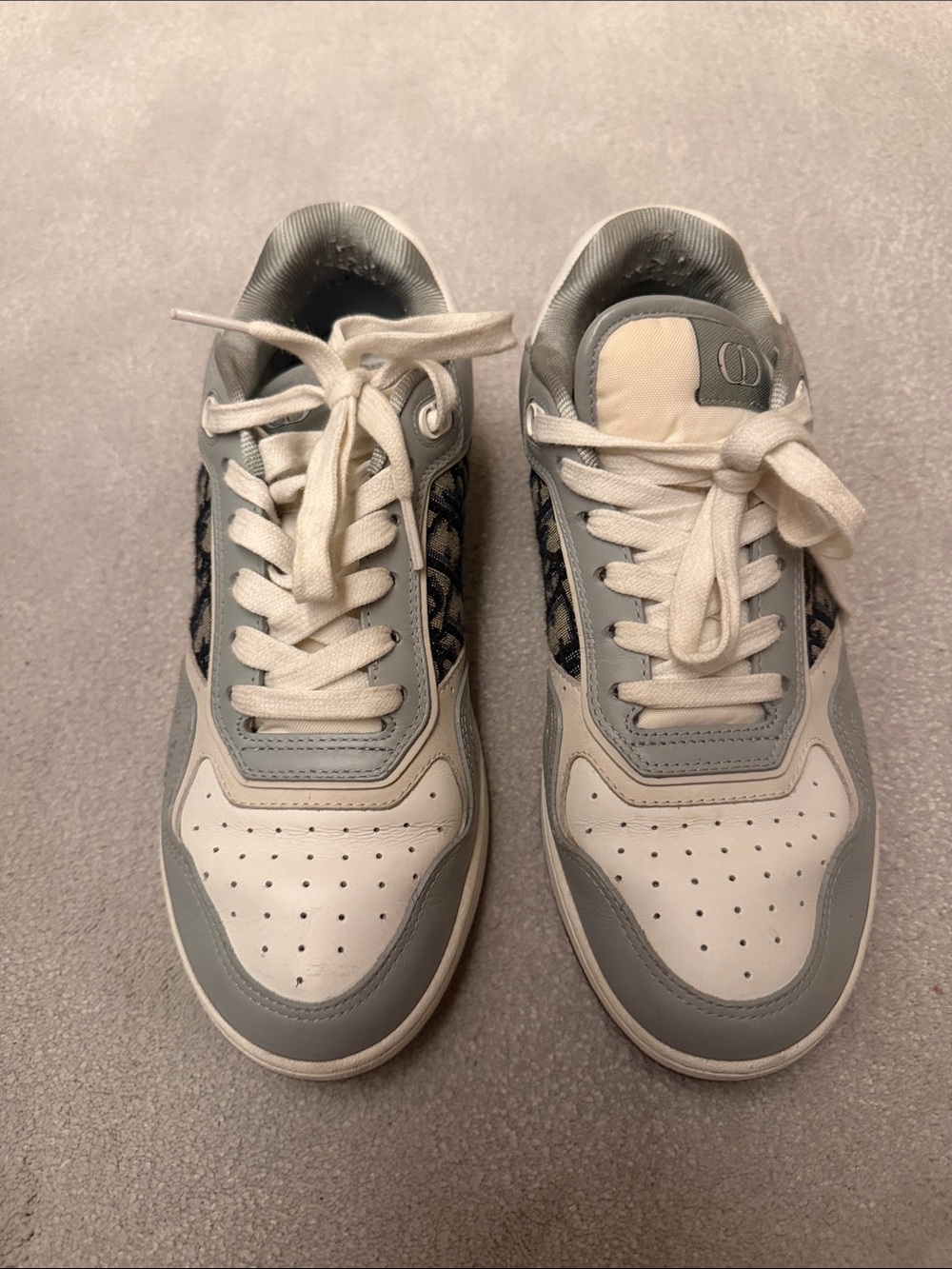 Dior White and Light Gray Low-Top Sneakers